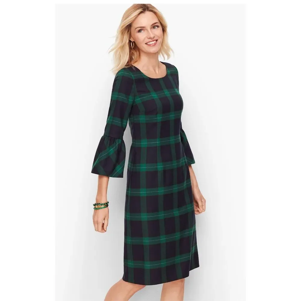 Talbots Women's Plus Size 16 Tartan Plaid Shift Dress 3/4 Sleeve - Picture 1 of 12
